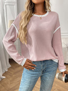 Moncelia Bruna Contrast-Trim Ribbed Knit Top