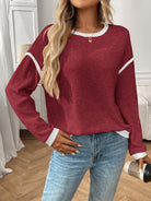 Moncelia Bruna Contrast-Trim Ribbed Knit Top