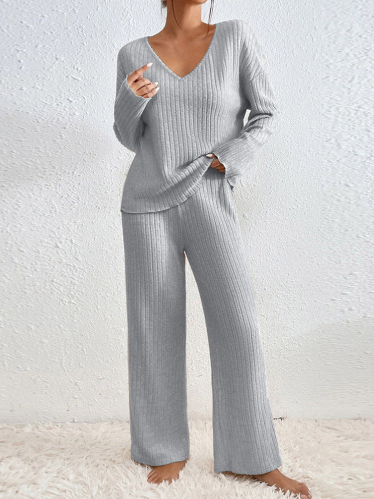 Moncelia Esra Ribbed Knit Wide-Leg Lounge Set