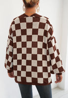 Moncelia Avielle Deer Plush Checkerboard Cardigan