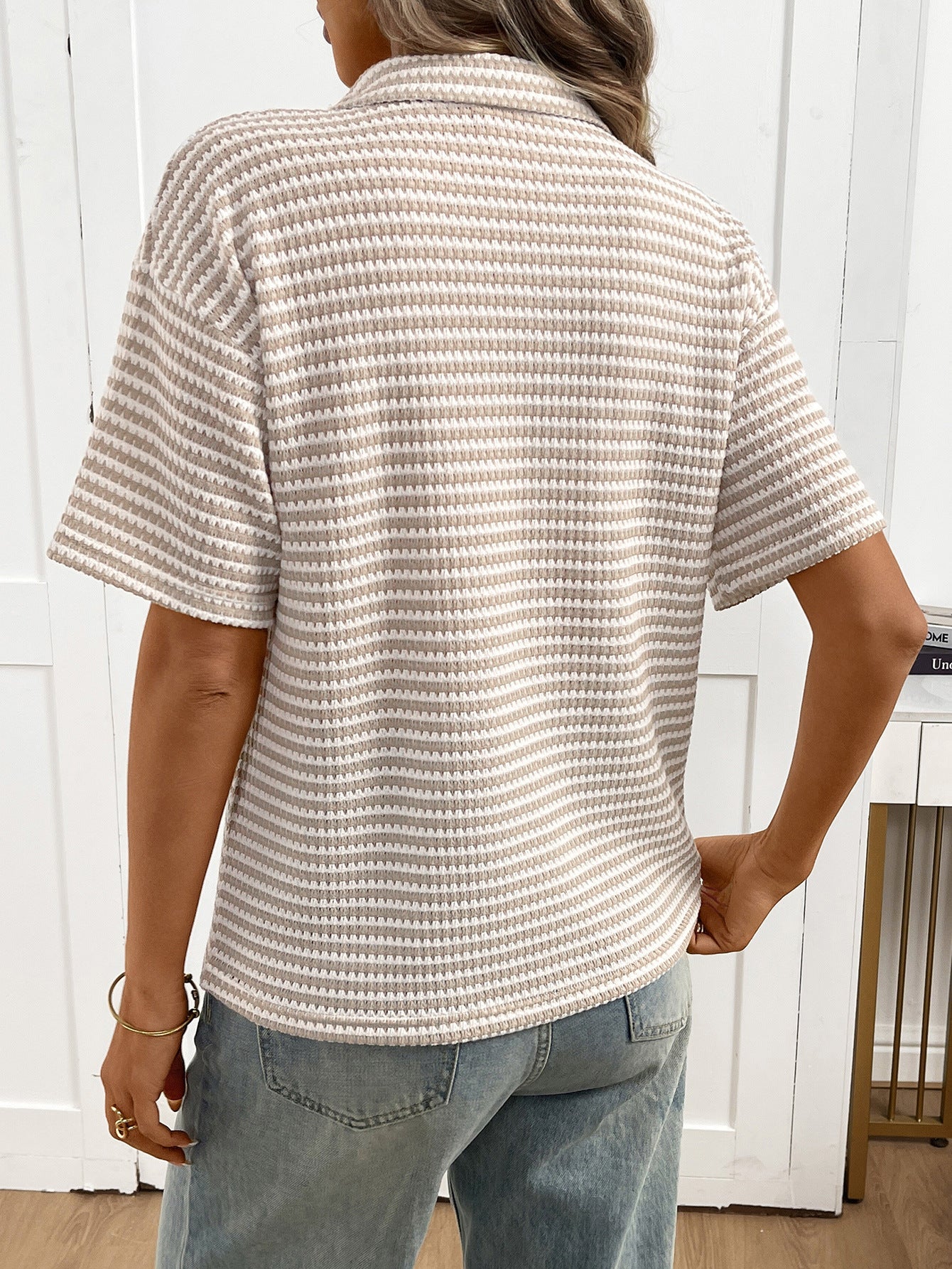 Moncelia Mabel Textured Knit Polo Top