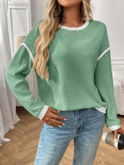 Moncelia Bruna Contrast-Trim Ribbed Knit Top