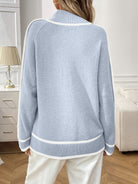 Moncelia Isaline Contrast-Trim Mock Neck Sweater