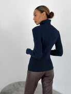 Moncelia Dagny Cotton-Blend Ribbed Knit Turtleneck Sweater