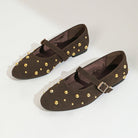 Moncelia Verina Studded Faux Suede Mary Jane Flats