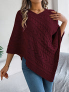 Moncelia Dalila Cable Knit V-Neck Cape Poncho