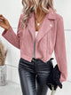 Arabel Cropped Faux Suede Moto Jacket