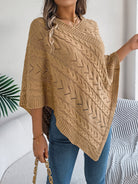 Moncelia Dalila Cable Knit V-Neck Cape Poncho