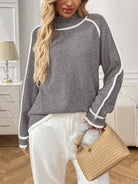Moncelia Isaline Contrast-Trim Mock Neck Sweater