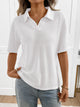 Moncelia Mabel Textured Knit Polo Top
