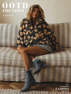 Moncelia Aurore Floral Sherpa Half-Zip Pullover