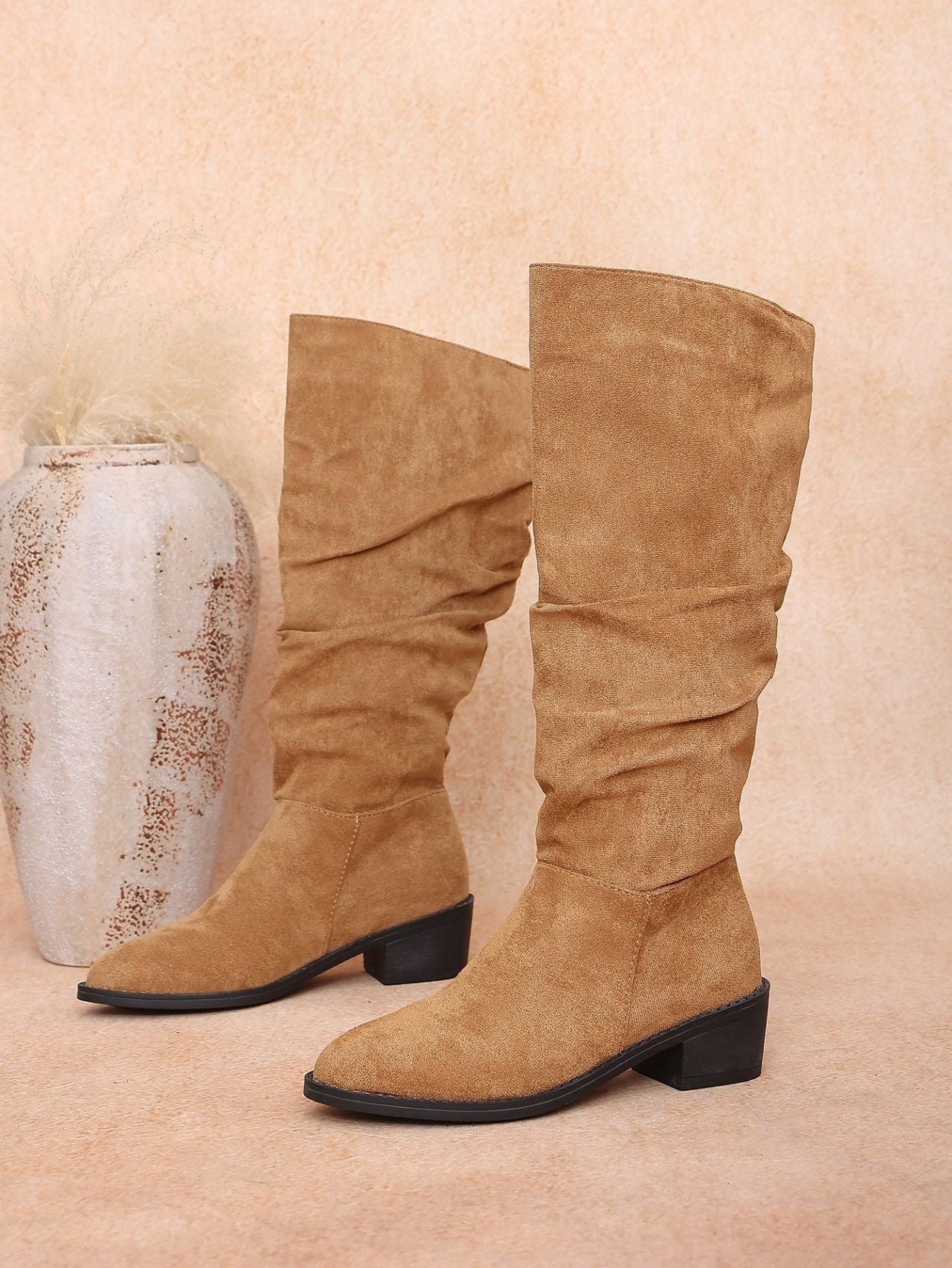 Moncelia Fleur Slouchy Faux Suede Knee-High Boots