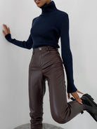 Moncelia Dagny Cotton-Blend Ribbed Knit Turtleneck Sweater
