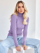 Moncelia Dagny Cotton-Blend Ribbed Knit Turtleneck Sweater