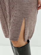 Moncelia Sigrun Cable Knit V-Neck Sweater Dress