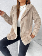 Moncelia Marzia Hooded Ribbed Plush Fleece Jacket