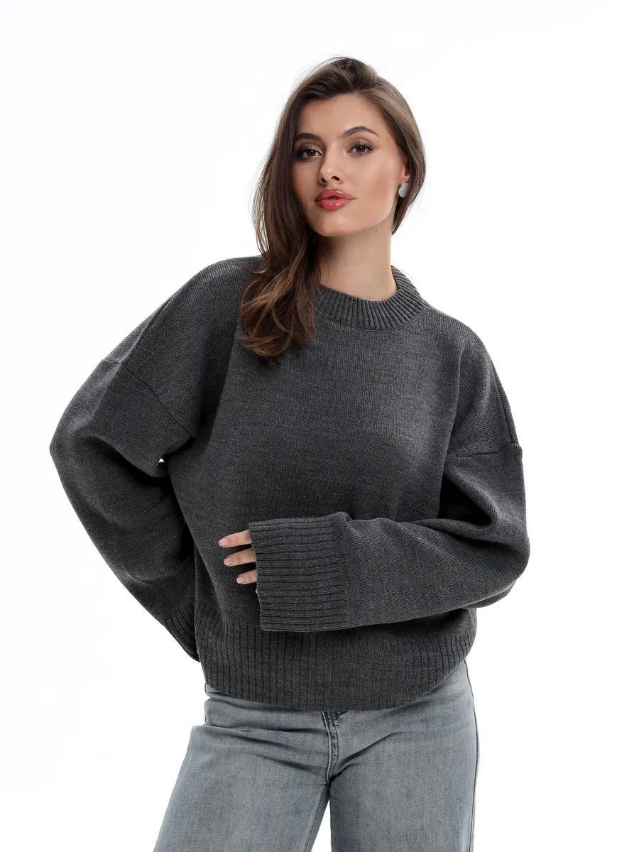 Moncelia Signe Ribbed-Cuff Oversized Pullover Sweater