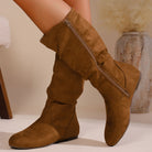 Moncelia Frida Slouch Mid-Calf Flat Faux Suede Boots