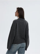 Moncelia Signe Ribbed-Cuff Oversized Pullover Sweater