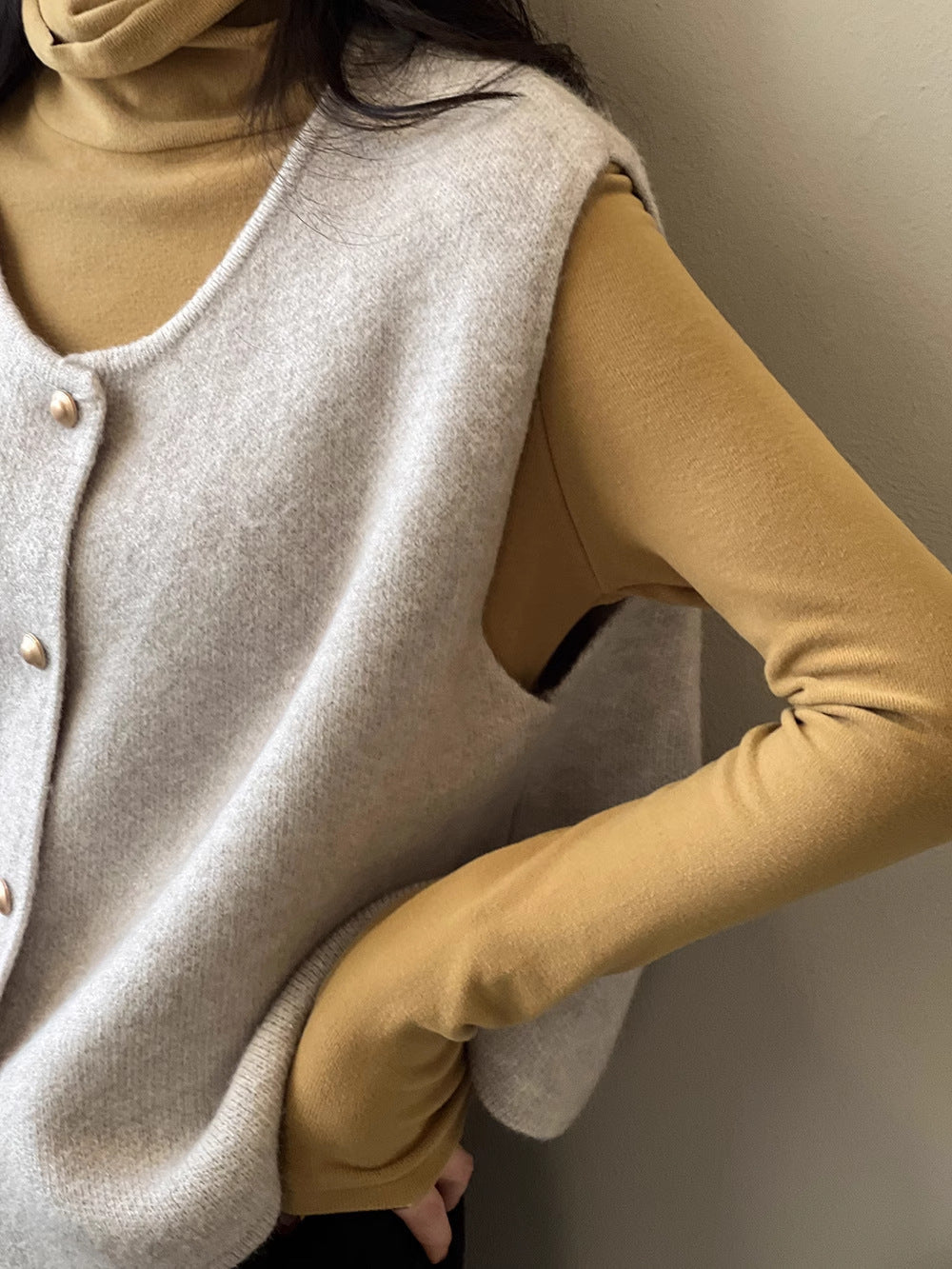 Moncelia Amaya Button-Front Knit Sweater Vest