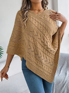 Moncelia Dalila Cable Knit V-Neck Cape Poncho