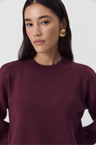 Moncelia Ottilia Cotton-Blend Crew Neck Drop Shoulder Sweater