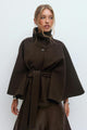 Moncelia Anneke Button-Front Belted Cape Coat