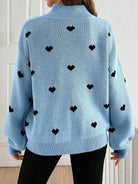 Moncelia Signy Heart Print Quarter-Zip Sweater