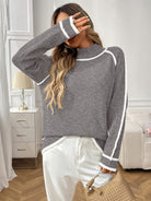 Moncelia Isaline Contrast-Trim Mock Neck Sweater