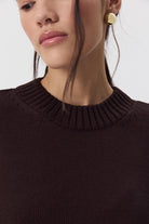 Moncelia Ottilia Cotton-Blend Crew Neck Drop Shoulder Sweater