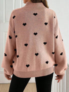 Moncelia Signy Heart Print Quarter-Zip Sweater