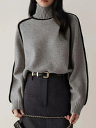 Moncelia Ornella Contrast Piping Turtleneck Sweater