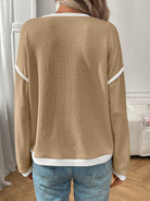 Moncelia Bruna Contrast-Trim Ribbed Knit Top