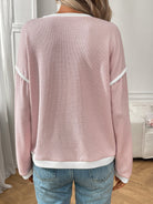 Moncelia Bruna Contrast-Trim Ribbed Knit Top