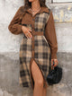 Fleurette Plaid Patchwork Shirt Dress