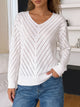 Moncelia Eliane Pointelle V-Neck Knit Pullover