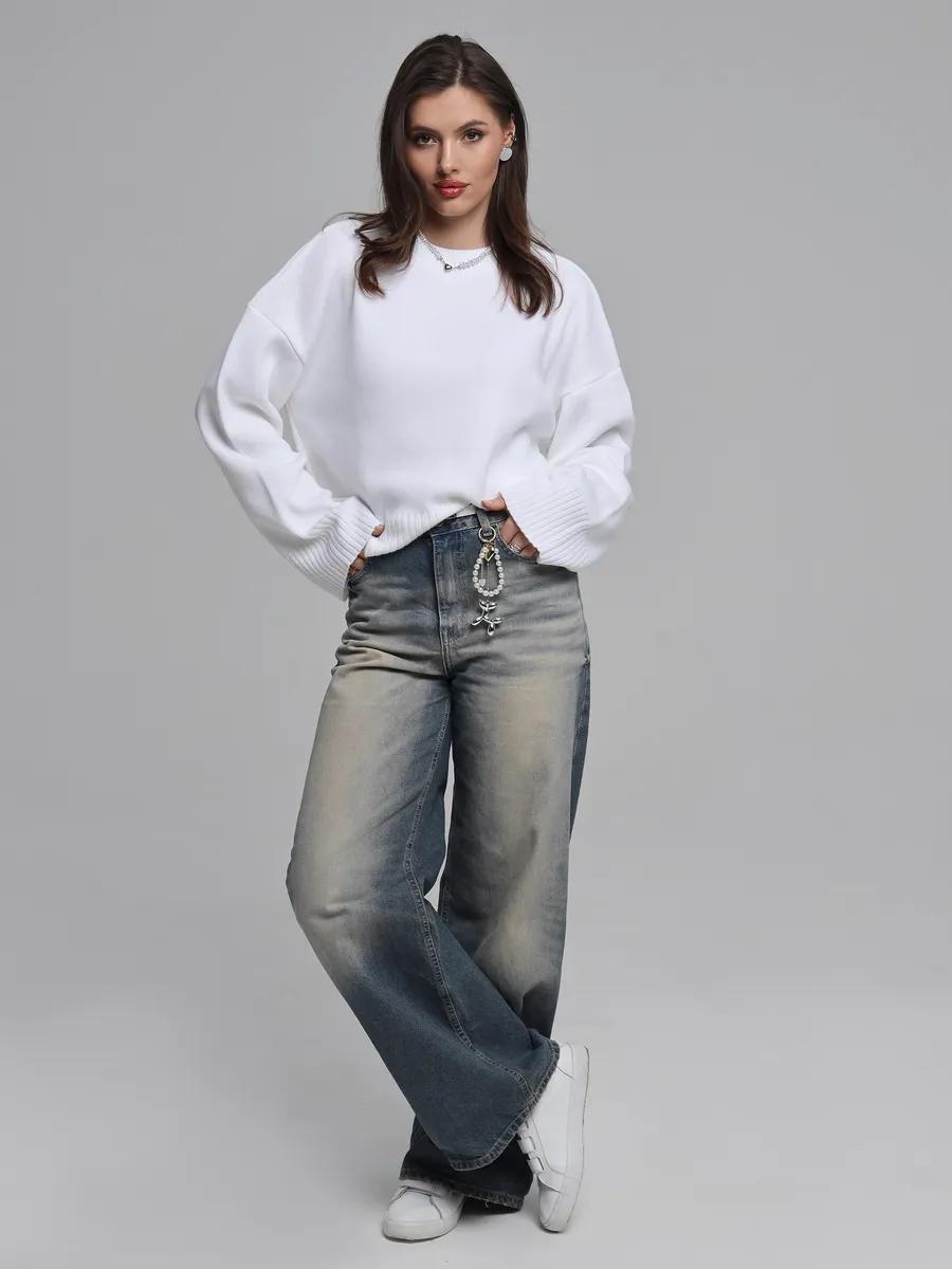 Moncelia Signe Ribbed-Cuff Oversized Pullover Sweater