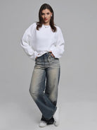 Moncelia Signe Ribbed-Cuff Oversized Pullover Sweater
