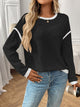 Moncelia Bruna Contrast-Trim Ribbed Knit Top