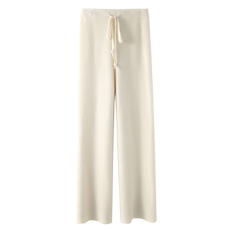 Moncelia Malin Drawstring Wide-Leg Knit Pants