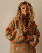 Moncelia Aurore Floral Sherpa Half-Zip Pullover
