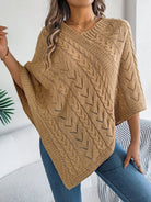 Moncelia Dalila Cable Knit V-Neck Cape Poncho