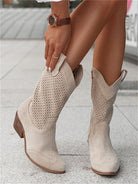 Moncelia Assia Perforated Faux Suede Western Boots