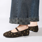 Moncelia Verina Studded Faux Suede Mary Jane Flats