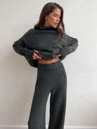 Moncelia Samira Turtleneck Knit Sweater & Pants Set