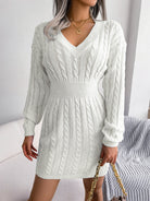 Moncelia Michela Cable-Knit Smocked-Waist Sweater Dress