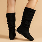 Moncelia Frida Slouch Mid-Calf Flat Faux Suede Boots