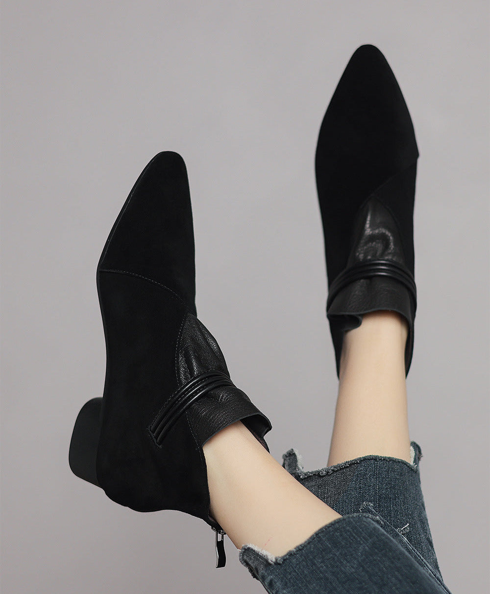 Moncelia Fabia Pointed-Toe Faux Suede Ankle Boots