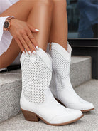 Moncelia Assia Perforated Faux Suede Western Boots