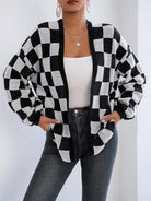 Moncelia Avielle Deer Plush Checkerboard Cardigan